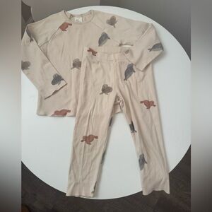 H&M 100% cotton Beige Seal Print Kids Pajama Set